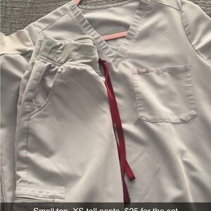 Figs Gray Scrub Set with Red Accents